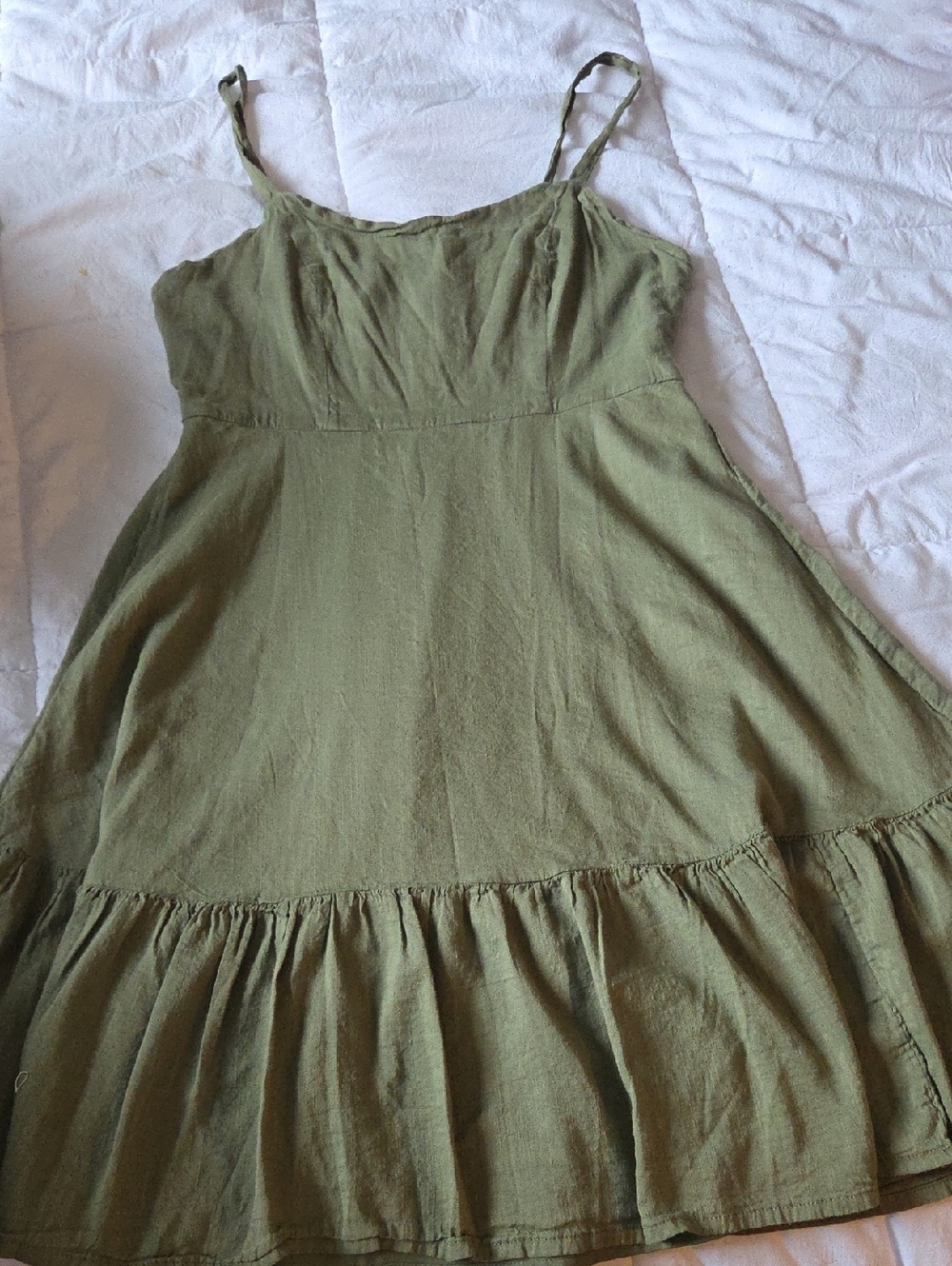 Old Navy Olive Green Smocked Waist Sundress